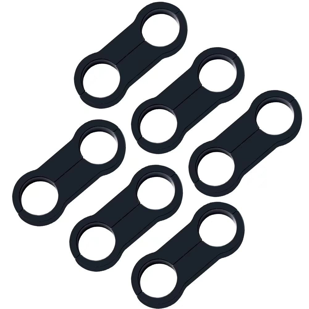 6An Black Hose Aluminum Clamp-An6 Hose Separator Fuel Line Mounting Clamps Aluminum Hose Fitting Adapter Great For 3/8 Fuel Hose, Oil Line, Brake Line, Water Pipe And Gas Line,6Pcs/Pack,Black