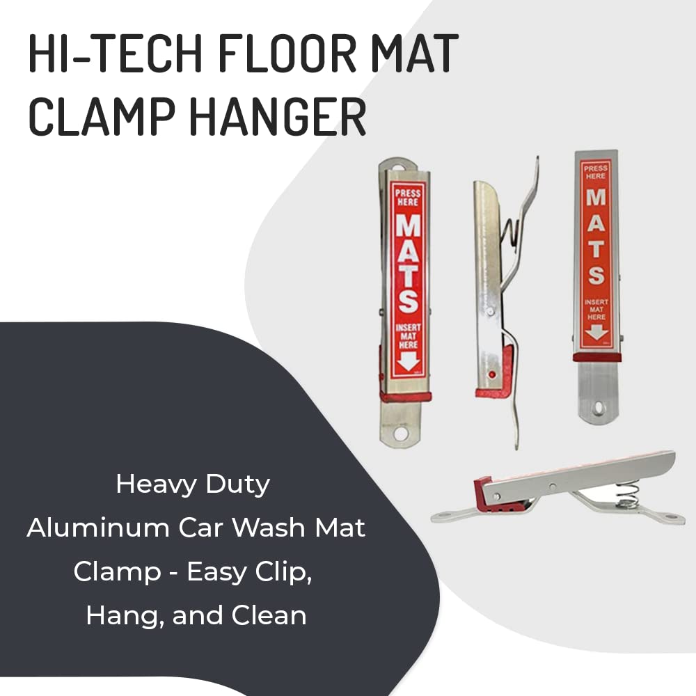 Hi-Tech Car Wash Mat Clamps - Heavy Duty Wall Mount Floor Mat Holders - Secure, Durable, And Easy To Install - Ideal For Home Ga