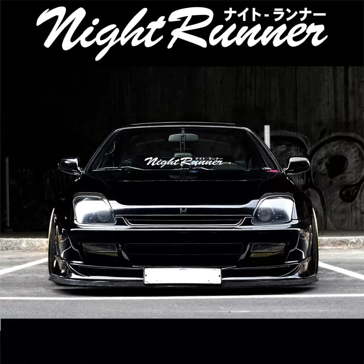 Night Runner Car Sticker Decal, Truck, Windshield Banner Sticker, 20 X 4 Inches - Solid White (Only Fonts) Vinyl