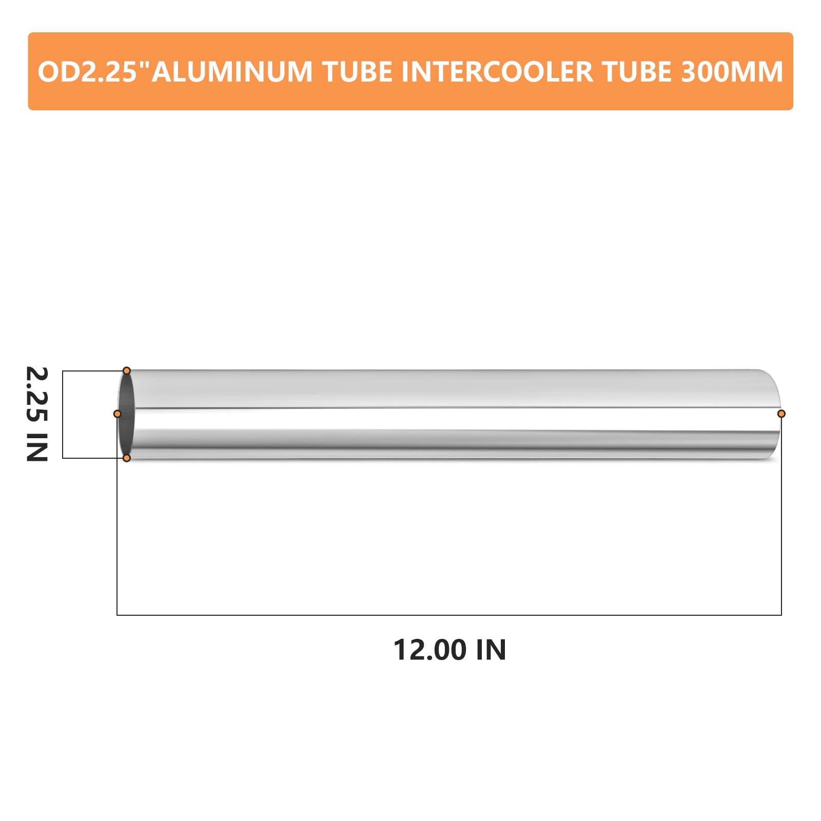 Gasher 2Pcs Aluminum Alloy Tube 2.25''Od Length 12   (300Mm) Intercooler Pipe For Intake And Cooling Systems