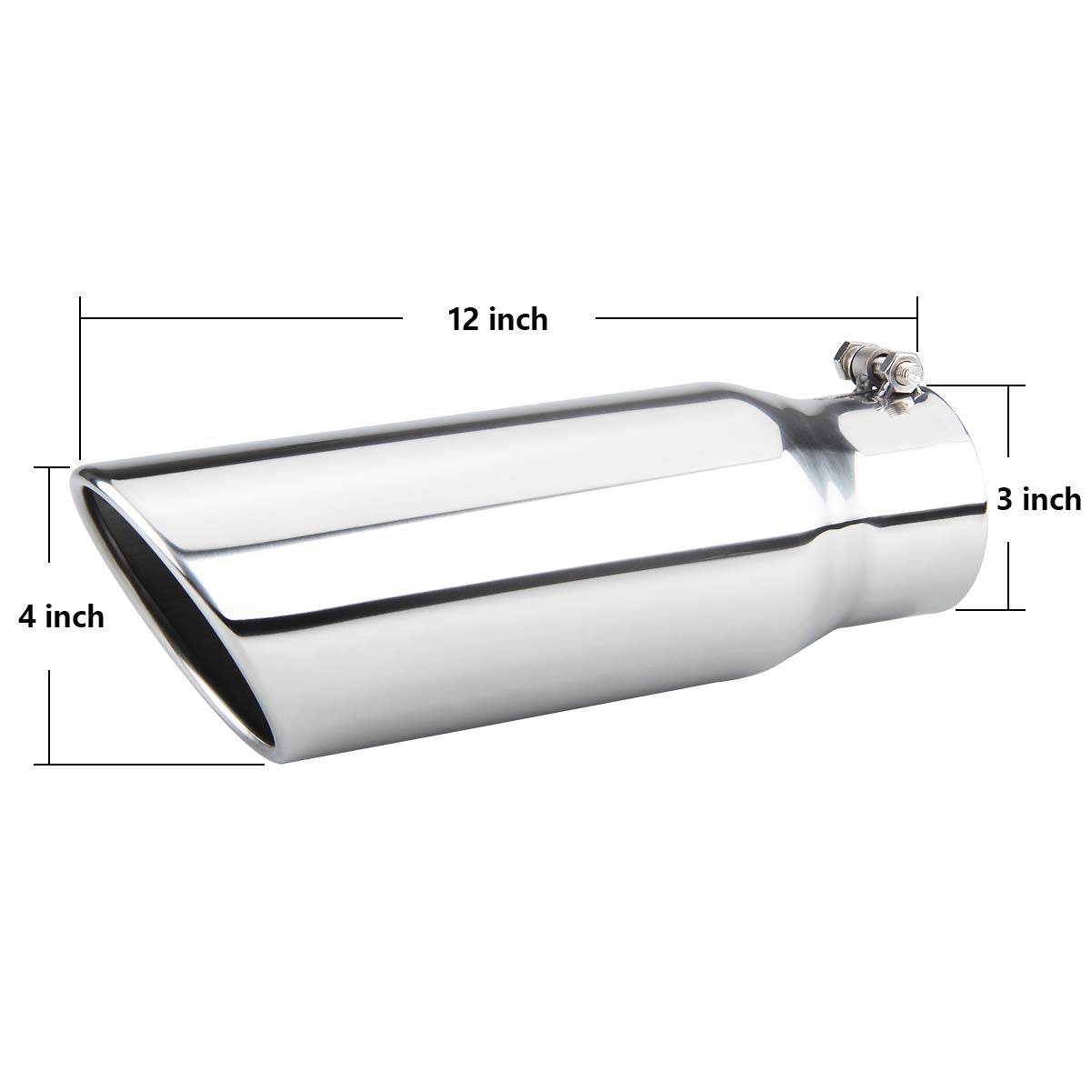Lcgp 3 Inch Inlet Exhaust Tip,3' X 4' X 12',Bolt On Stainless Steel Polished Diesel Exhaust Tailpipe Tip