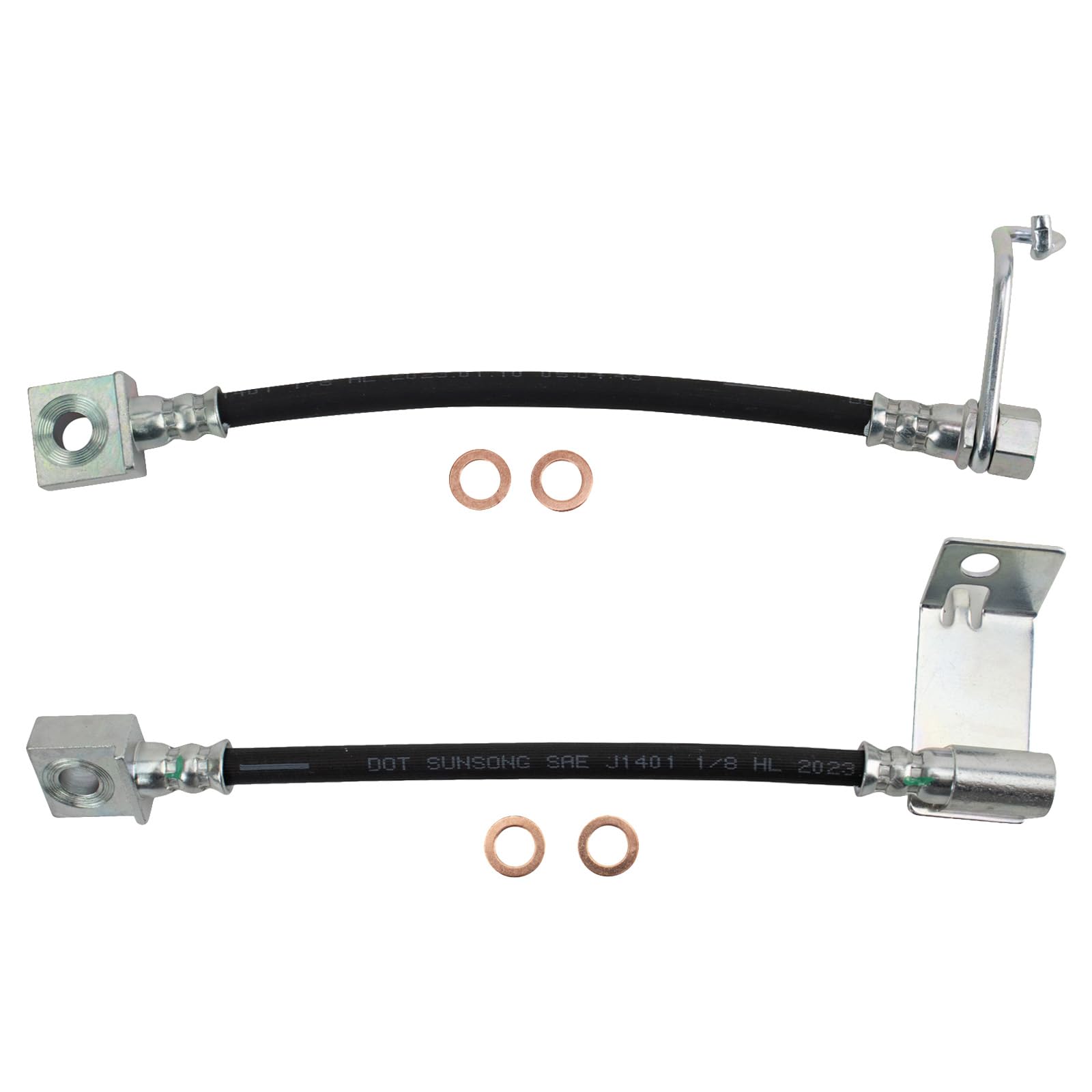 Trq Rear Brake Hose Set Compatible With 2005-2010 Ford F-250 Super Duty F-350 Super Duty