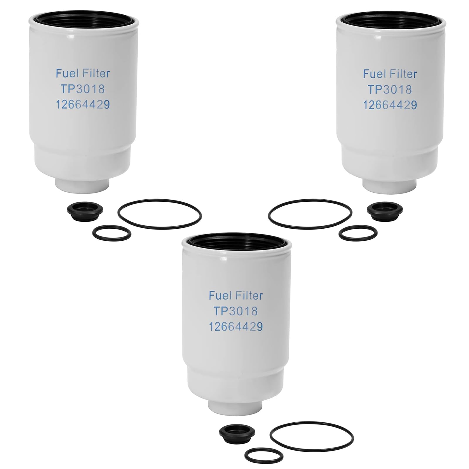 6.6 Duramax Diesel Fuel Filter 3 Pack | for 2001-2016 Chevy Silverado 2500 HD 3500 HD Express GMC Sierra 2500HD 3500HD Savana | 