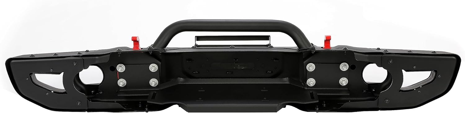 HECASA Front Bumper Compatible with 2007-2018 Jeep Wrangler JK Rubicon W/Sensor Hole and Winch Mount Plate 10th Anniversary Styl
