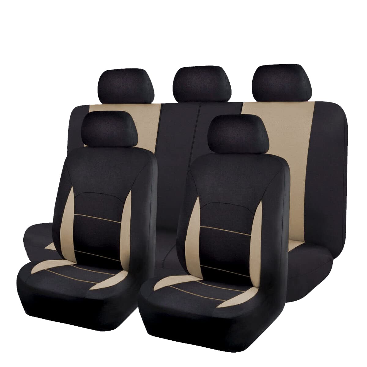 Flying Banner Car Seat Covers Set Beige Tan Front Seats Rear Bench Polyester Car Seat Protectors Easy Installations Rear Bench S