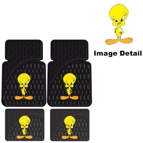 Tweety Bird W/ Attitude Car Truck Suv Front & Rear Seat Rubber Floor Mats - 4Pc