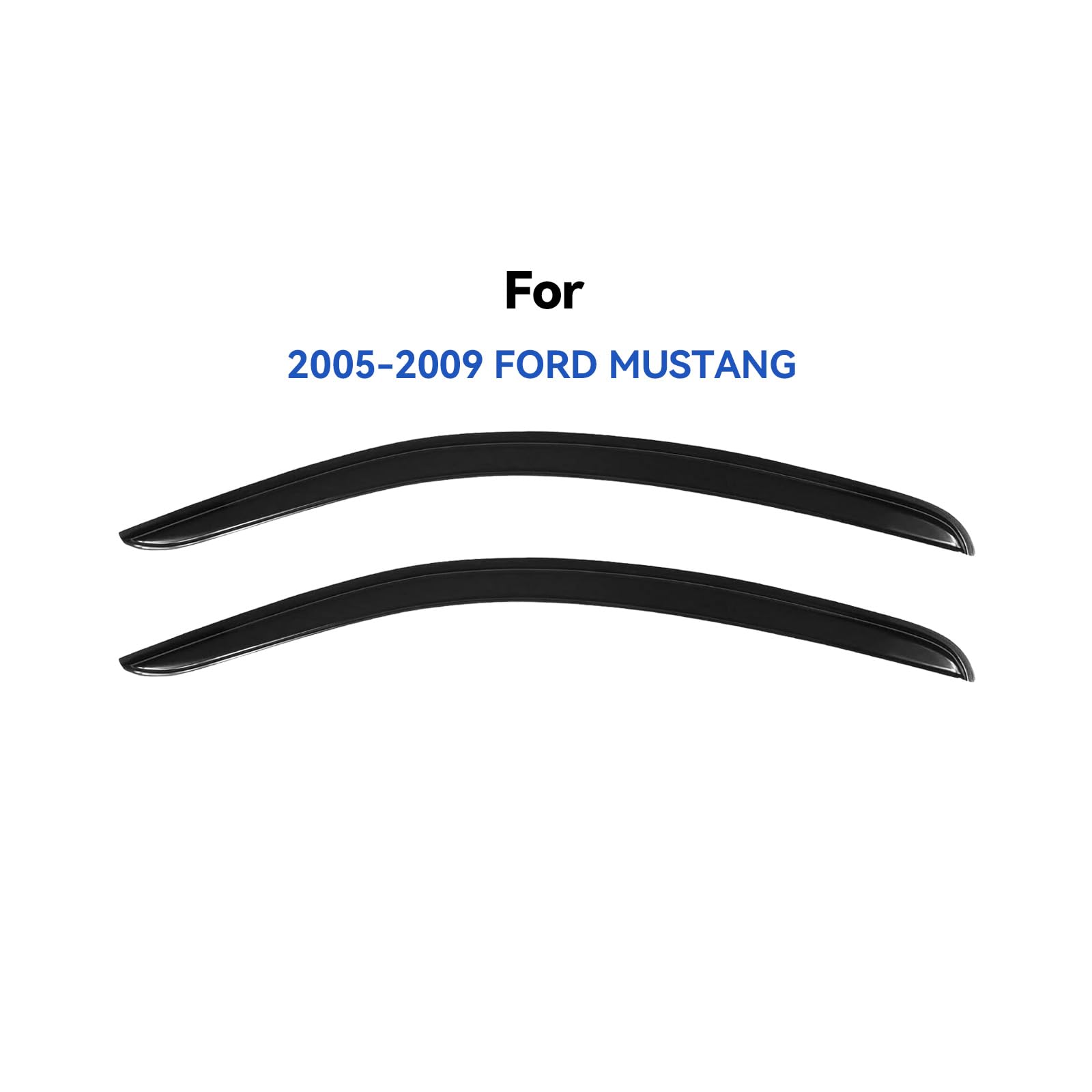 YQAUTEC Window Visors for 2005-2009 Ford Mustang, Smoked Acrylic Wind Deflectors, Model YD-112