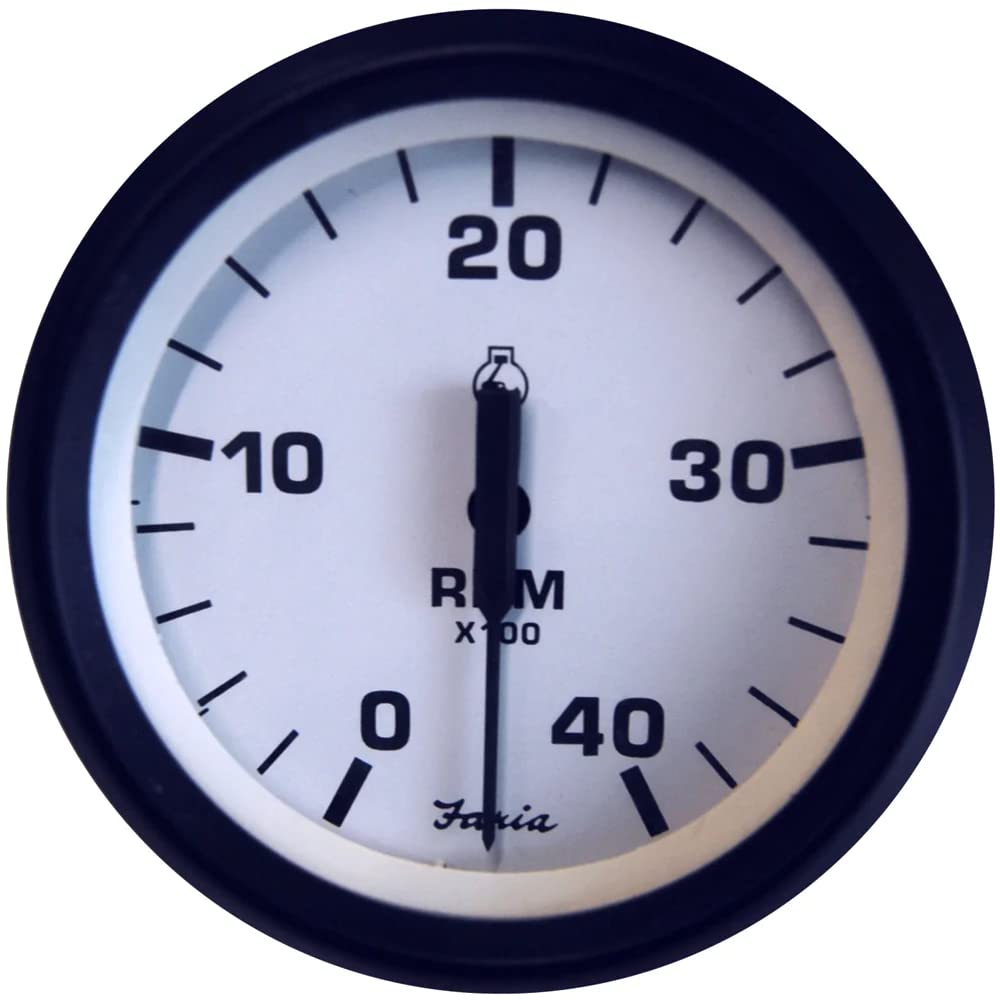 Faria 32942 Euro Tachometer 4 Gauge Diesel - White, 4