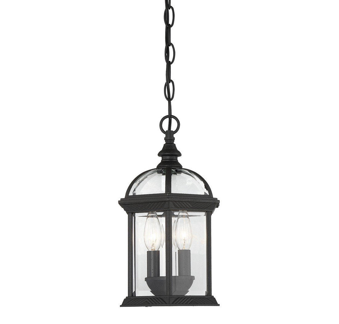 Savoy House 5-0635-Bk Outdoor Pendant With Clear Beveled Shades, Textured Black Finish