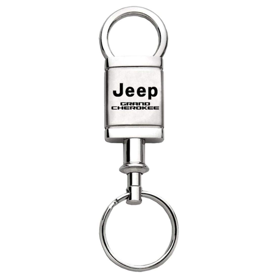 Jeep Grand Cherokee Logo Metal Satin Chrome Valet Pull Apart Key Chain Ring Fob