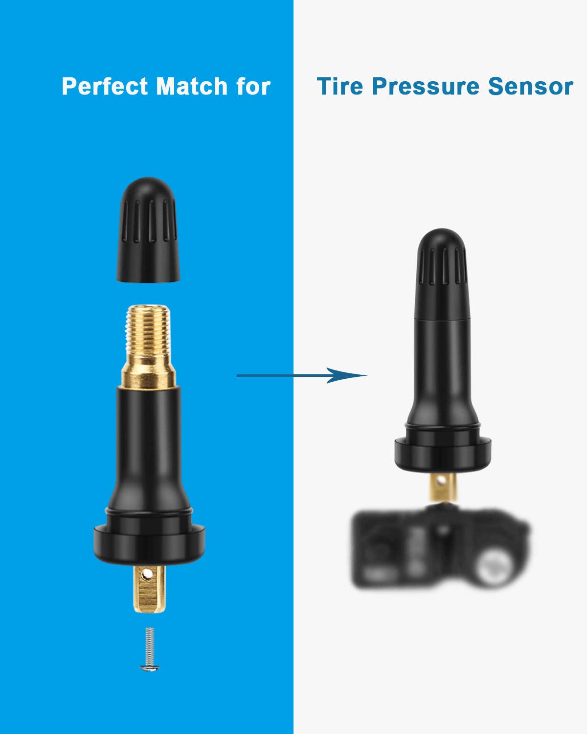 50Pcs Tpms 20008 Sensor Valve Stem Rubber Snap-In Valves, Tubeless Valve Stems 0.453 Inch Rim Holes Replacement For Standard Vehicle Tires