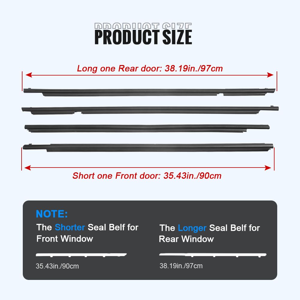 Newsmarts 4 Pcs Car Door Window Weather Stripping Moulding Trim Seal Belt Replacement Weatherstrips For Toyota For Rav4 2009-201