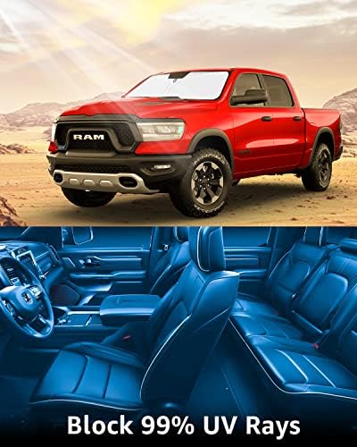 Proadsy 2025 Upgrade Windshield Sunshade Custom For Dodge Ram 1500 2019-2024 2025 Window Shade Cover Foldable Sunshade Shield Bl