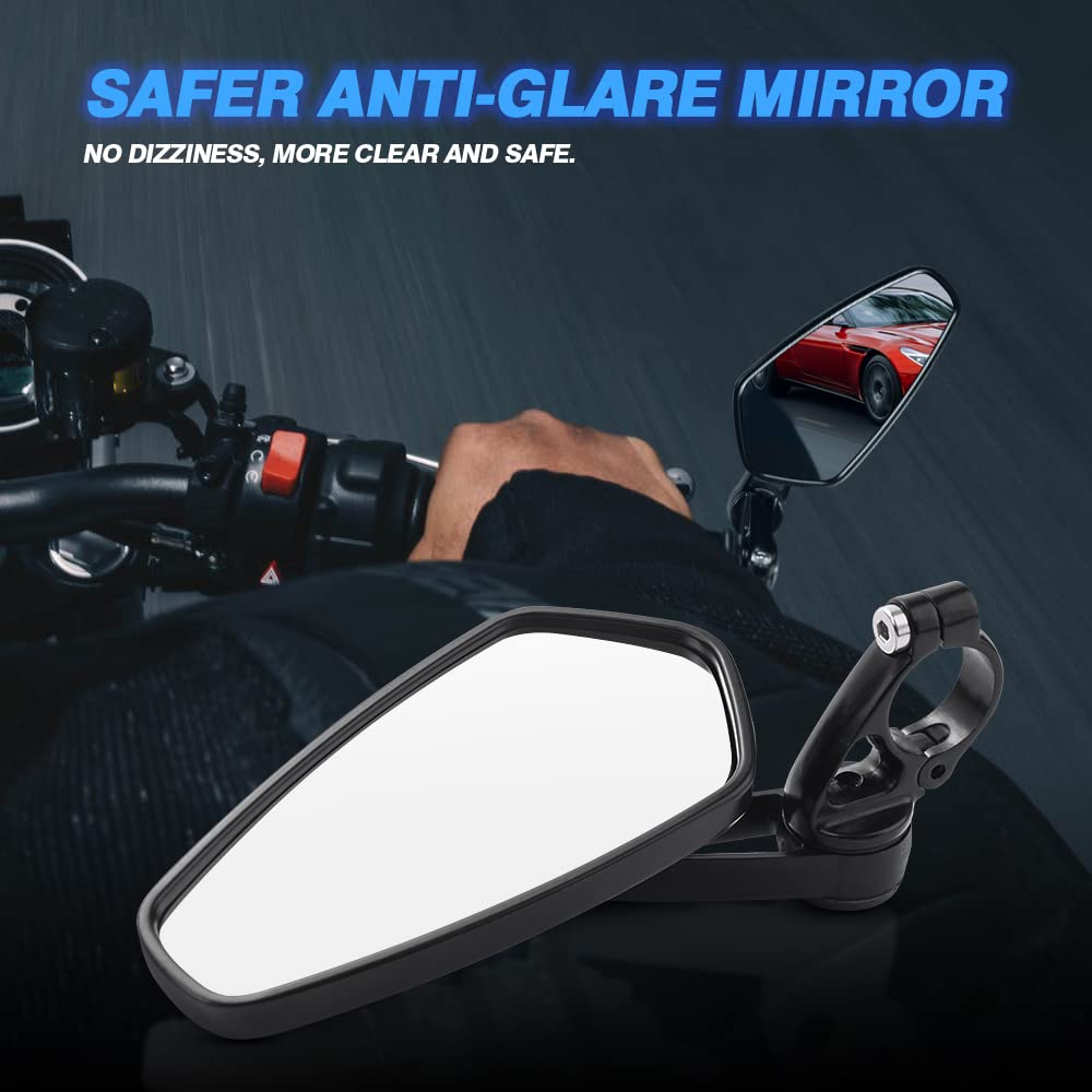 Mictuning Motorcycle Mirrors - 7/8'' (22Mm) Bar End Rear View Mirrors Compatible With Most Honda Grom, Yamaha, Kawasaki, Ducati,