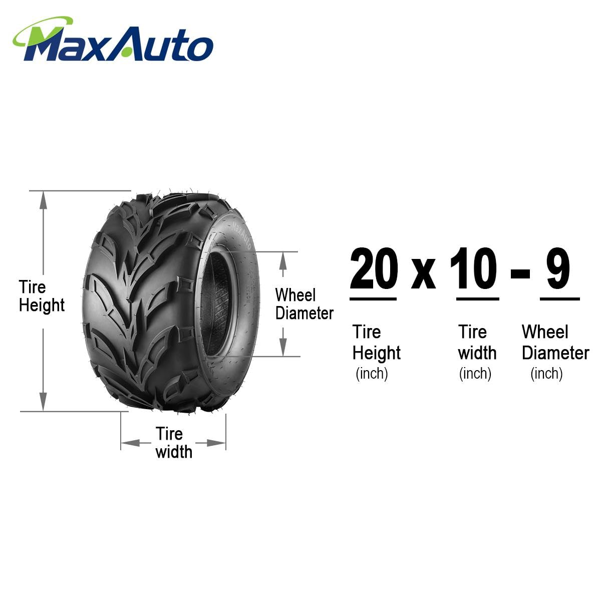 Maxauto 20X10-9 Sport Atv Tires 20X10X9 Quad Tires,6 Pr Tubeless All Terrain Utv Tire, 2 Pack
