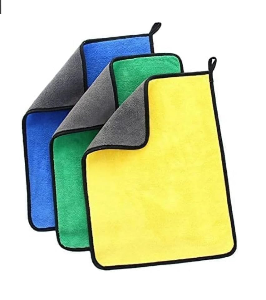 Heavy Microfiber Cloth for Car Cleaning and Kitchen,(600GSM, Multicolor) Pack of 3 Size  (30 x 40) cm