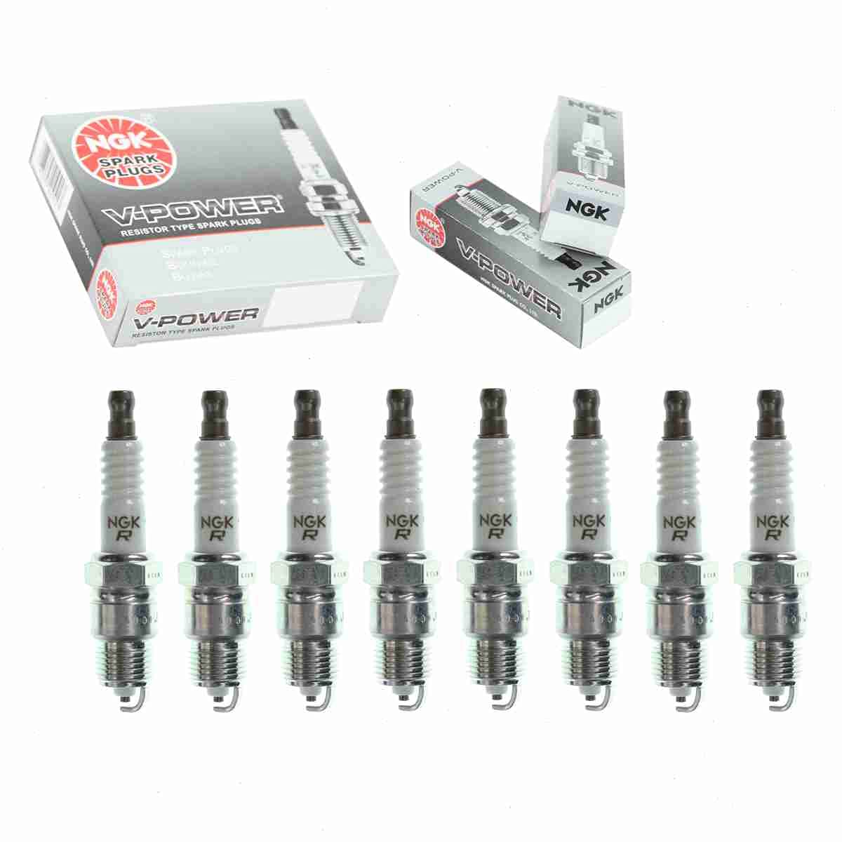 8 pc NGK V-Power Spark Plugs compatible with Chevrolet C10 5.0L 5.7L 6.6L 7.4L V8 1976-1986