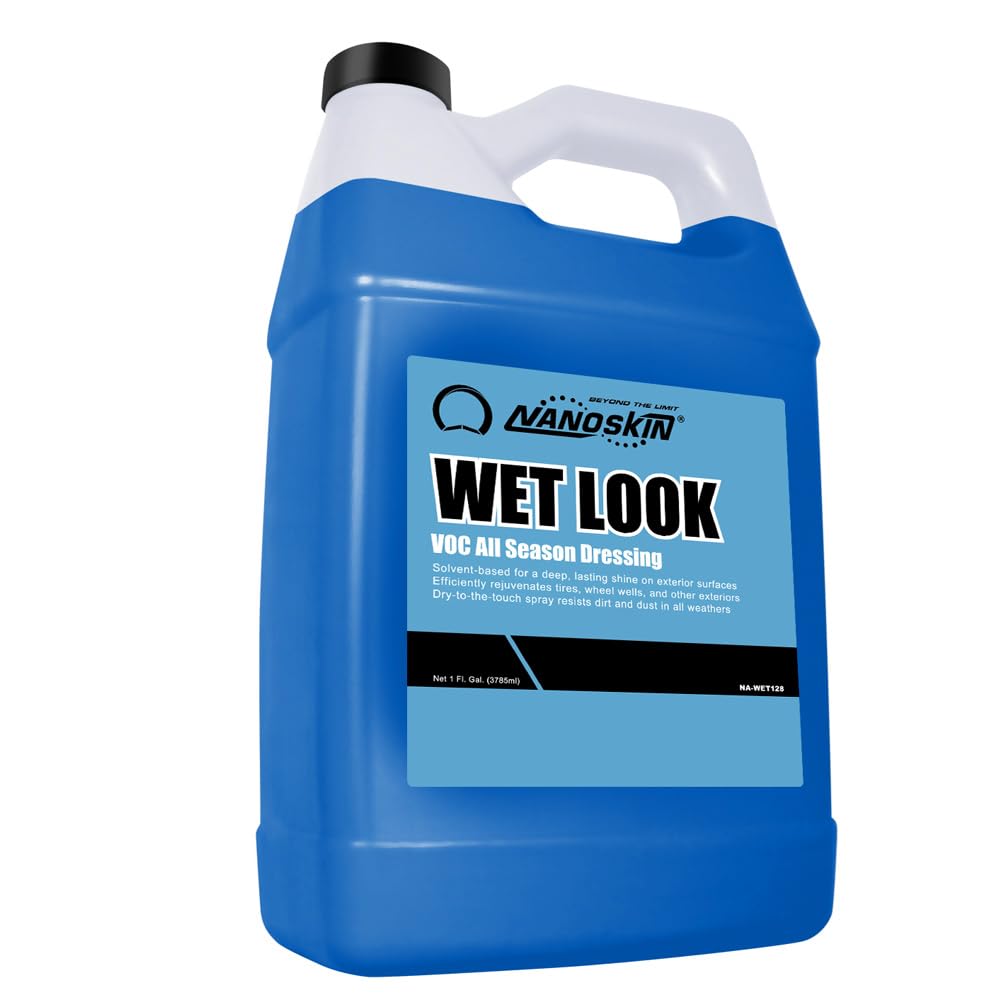 Nanoskin WET LOOK All Season Dressing 1 Gallon - Exterior Rubber & Plastic Solvent Based Dressing for Car Detailing | Produces a