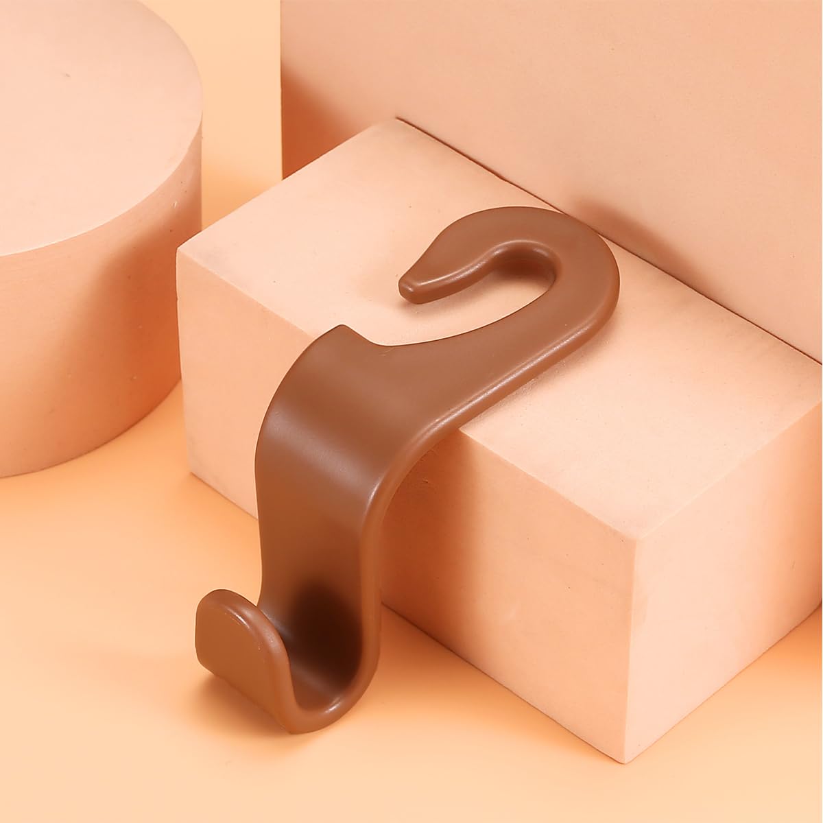 4Pcs Car Back Seat Headrest Hooks, Rear Car Seat Storage Headrest Hanger Holder Hooks Organizer, Universal Auto Interior Accessories For Bag Purse Handbag Cloth Coats Grocery (Brown)