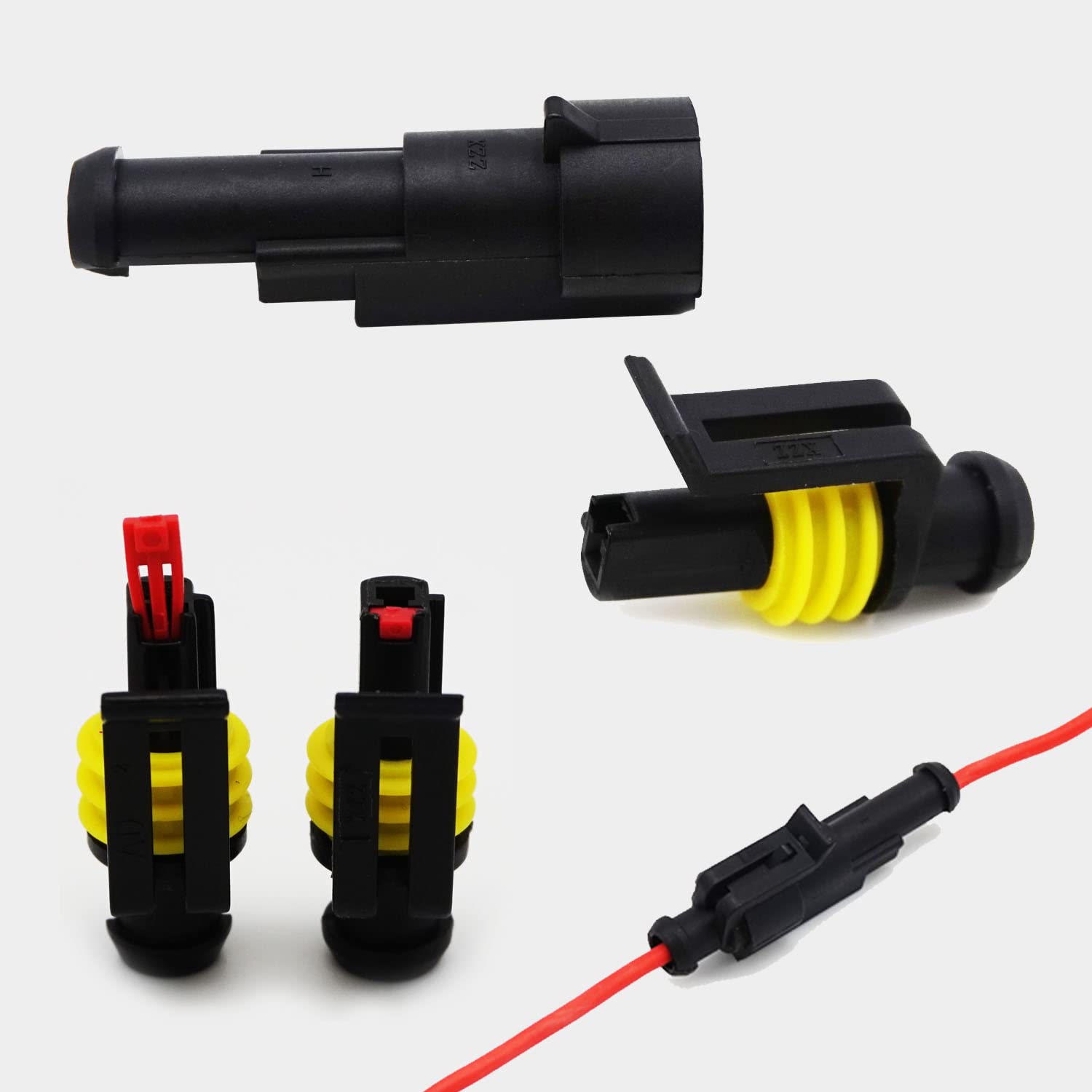 Twippo 20 Kits 1 Pin Connector Automotive Electrical Connectors Quick Connect 1 Pin Wire Connectors Waterproof Connector 1 Way W