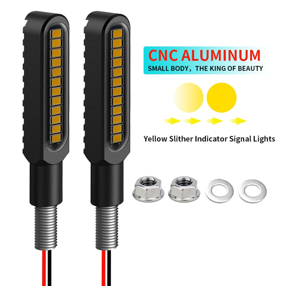 Blyilyb Waterproof Motorcycle Blinkers Indicator Turn Signal Amber Flowing Sequential Universal Lamp (Pack Of 2)