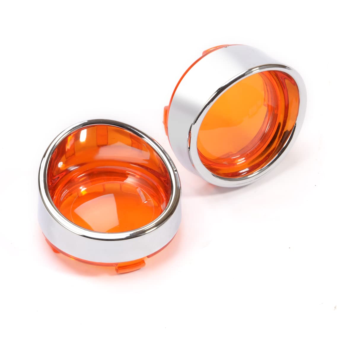 Pbymt Turn Signal Lens Cover With Chrome Visor 2'' Bullet Yellow Turn Signal Lens Cover Compatible For Harley Softail Dyna Road