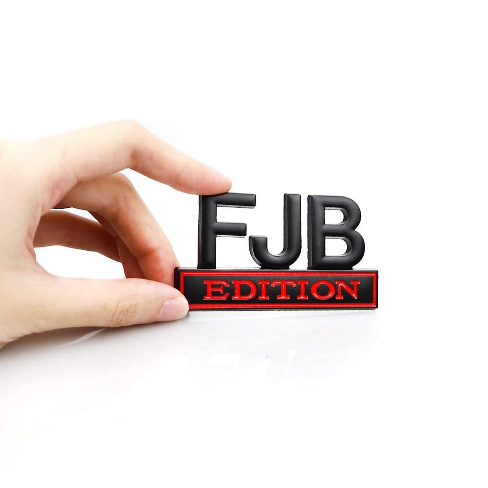 2 Pcs Fjb Edition Emblem Car Side Rear Front Hood Trunk Door Badge 3D Decal Sticker Fit For Car Truck Suv (Fjb, Black Red)