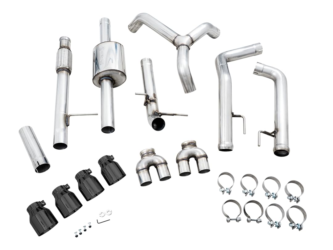 Awe Tuning 4Th Gen Gm 1500 5.3L 0Fg Catback Split Rear Exit (W/Bumper Cutouts) - Quad Diamond Tips - 3015-43202