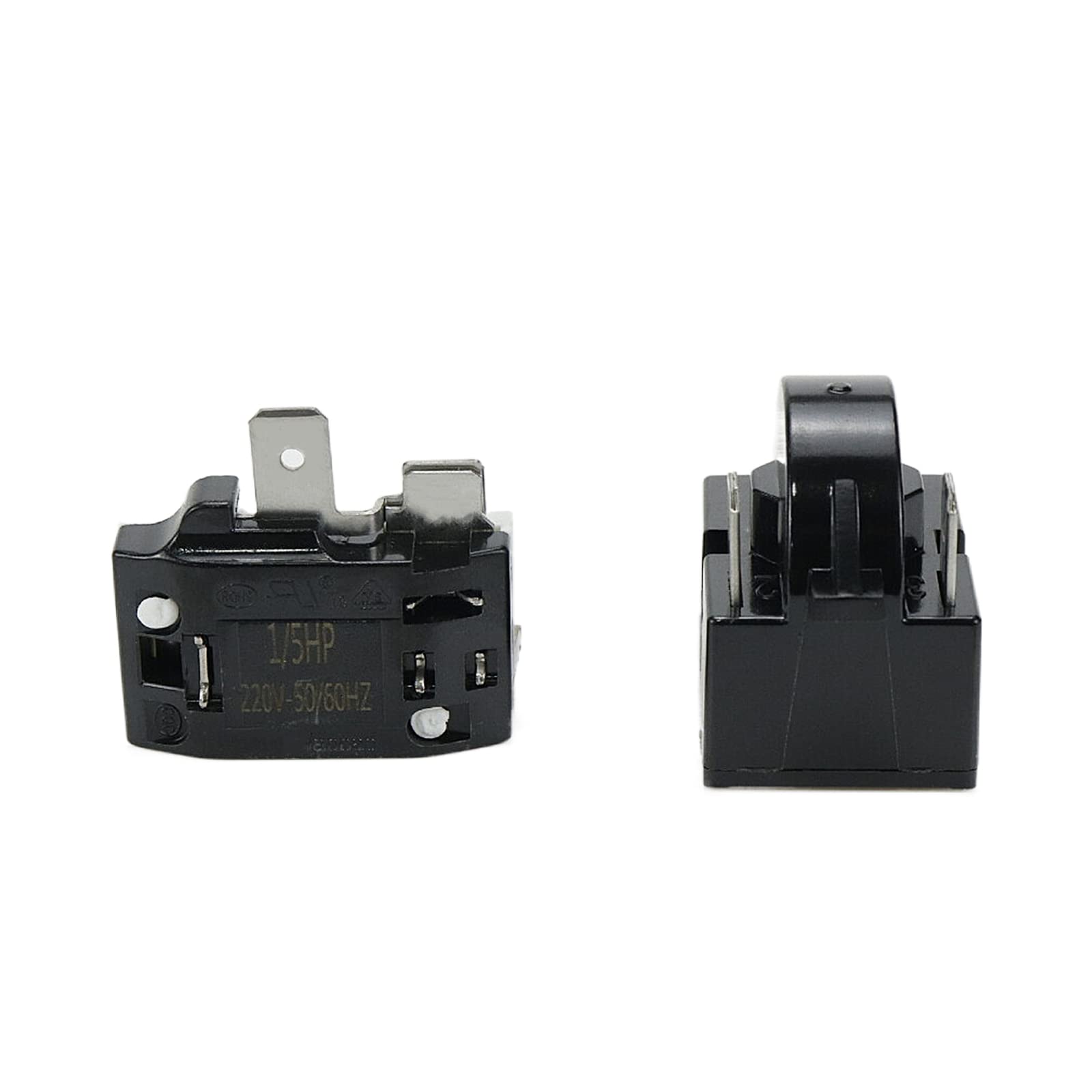 Semetall Refrigerator Starter Relay 4.7 Ptc 2 Pin 15O Refrigerator Starter Relay And 1/5Hp Refrigerator Overload Protector Repla