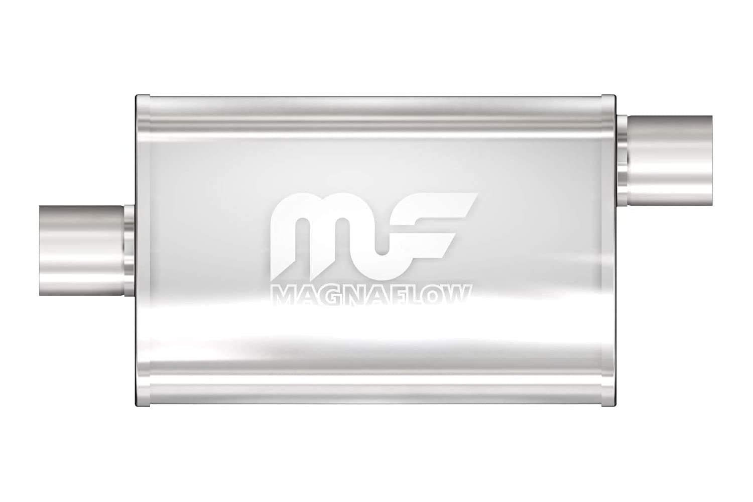 MagnaFlow Performance Exhaust Muffler 11229: 3''/3'' Inlet/Outlet, 4x9x14'' Oval, Stainless Steel, Satin Finish