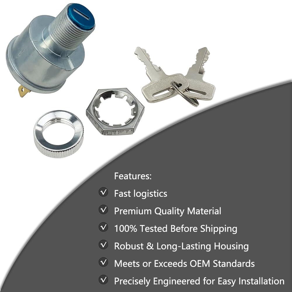 Ignition Switch Replace 17421G1 For E-Z-Go Ezgo Golf Cars 2 Prong 4 Key Free Terminals Carabiner