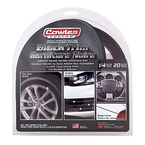 Cowles Custom - Premium Universal Body Molding For All Vehicles - Easy Install, Black Finish, 1/4' By 20 Ft, Uv Protected, Long Lasting Flexible Pvc