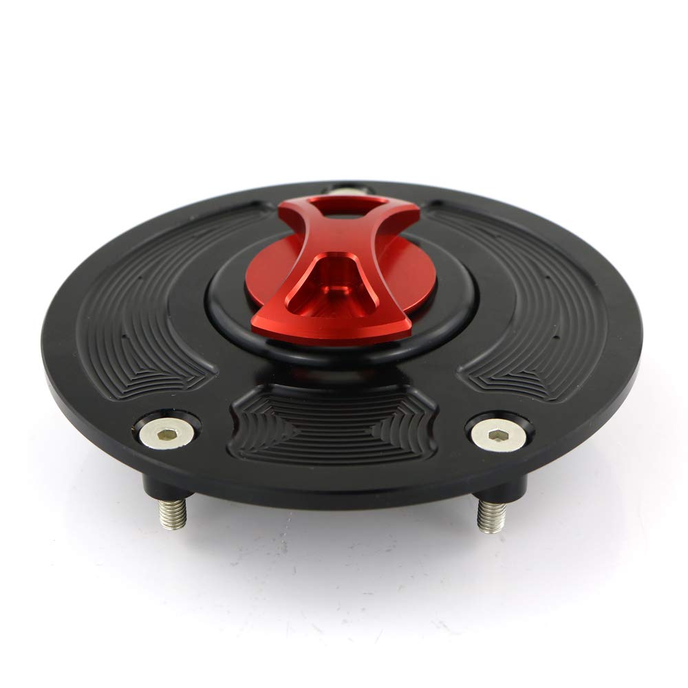 Xitomer Cnc Aluminum Billet Fuel Tank Cap, Fit For Zx-6R Zx636 2007-18/ Ninja Zx-10R 2006-17/ Kle650 2007-18/ Klz1000 2012-18/ Zx-14R Zzr1400 2006-18, Gas Cover (Red)