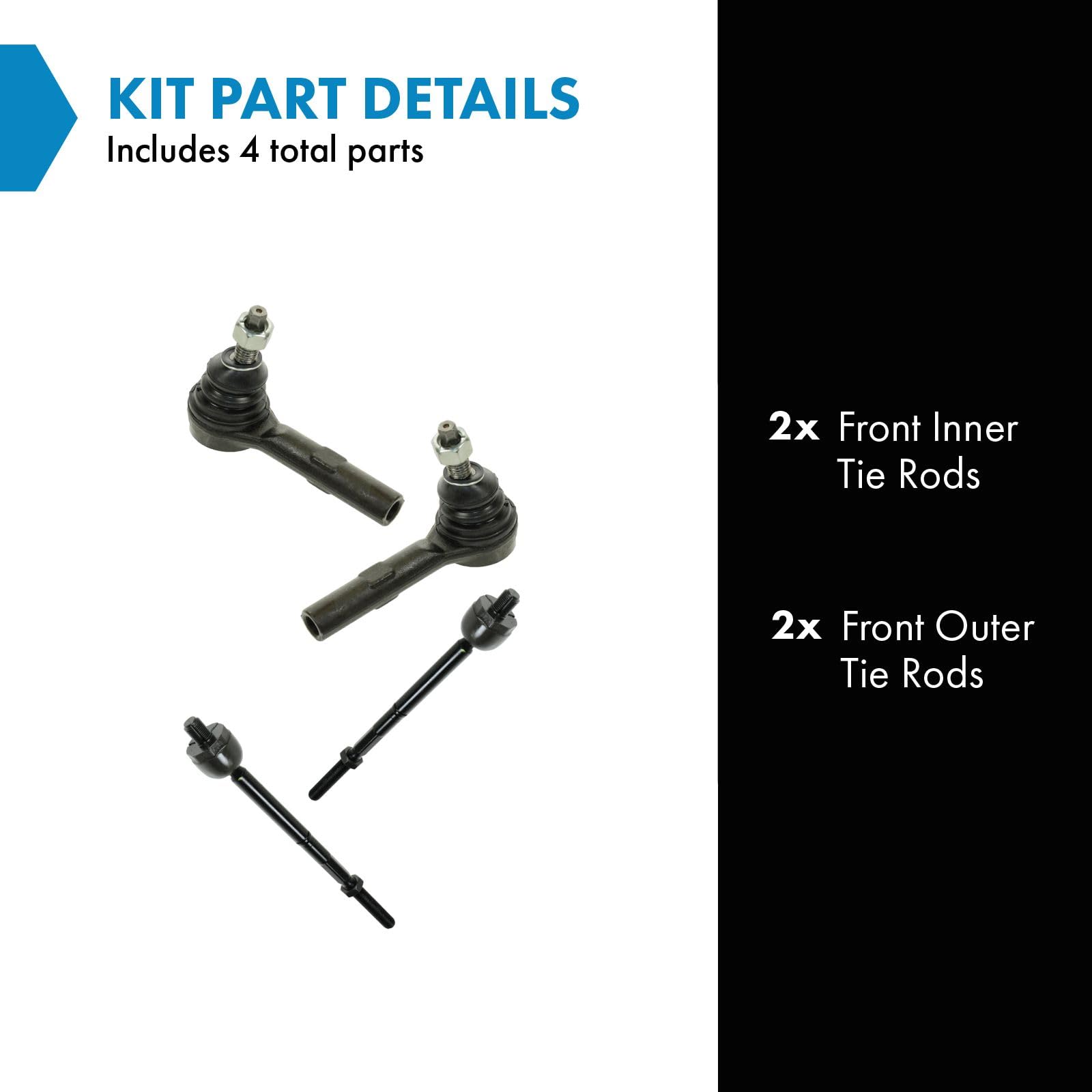 Trq Front Tie Rod Set Compatible With 2006-2010 Ford Explorer 2007-2010 Explorer Sport Trac Mercury Mountaineer