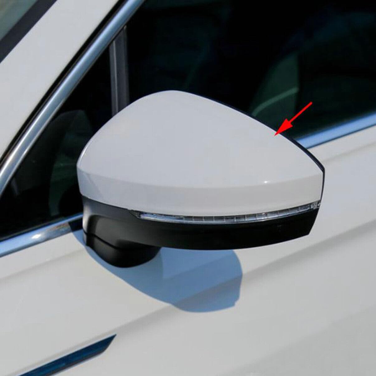 Car Door Wing Mirror Cover Cap Replacement Cover Protectors For VW Tiguan MK2 2017 2018 2019 2020 White (Left (Driver) Side)