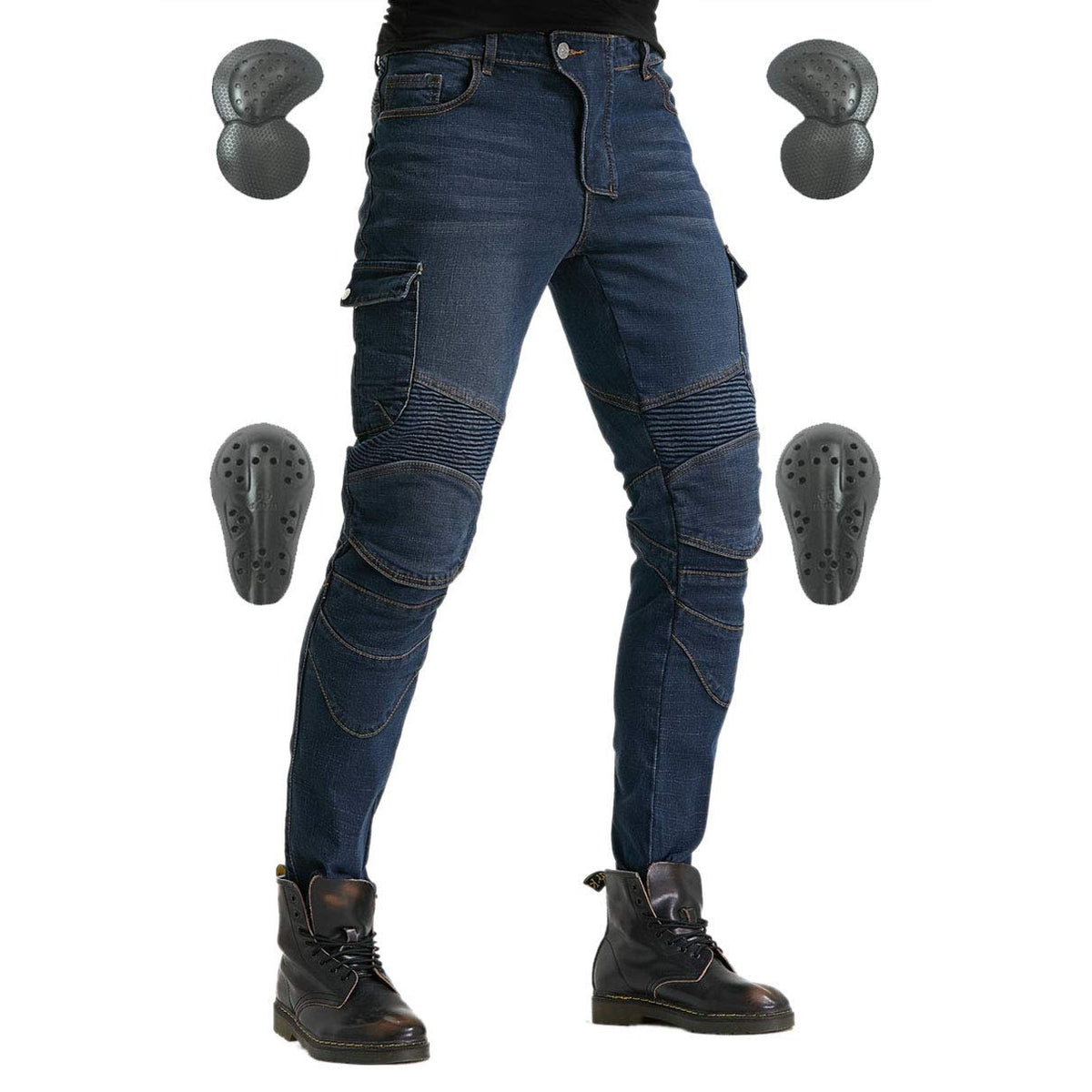 Men'S Motorcycle Riding Pants Denim Jeans Protect Pads Equipment