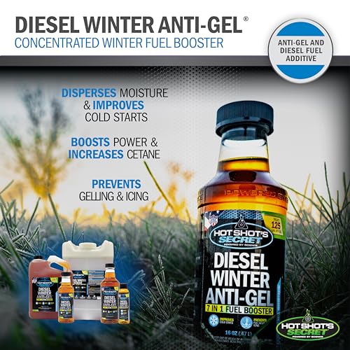 Hot Shot'S Secret Diesel Winter Anti-Gel– 16 Oz Squeeze, 7-In-1 Diesel Fuel Additive – Prevents Gelling And Fuel Line Freeze-Ups – Boosts Cetane – Cleans Injectors – Improves Performance, Amber