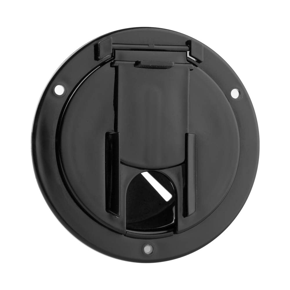 Halotronics Rv 4 3/4-Inch Round Electrical Cable Hatch For 30 And 50 Amp Cords (Black)