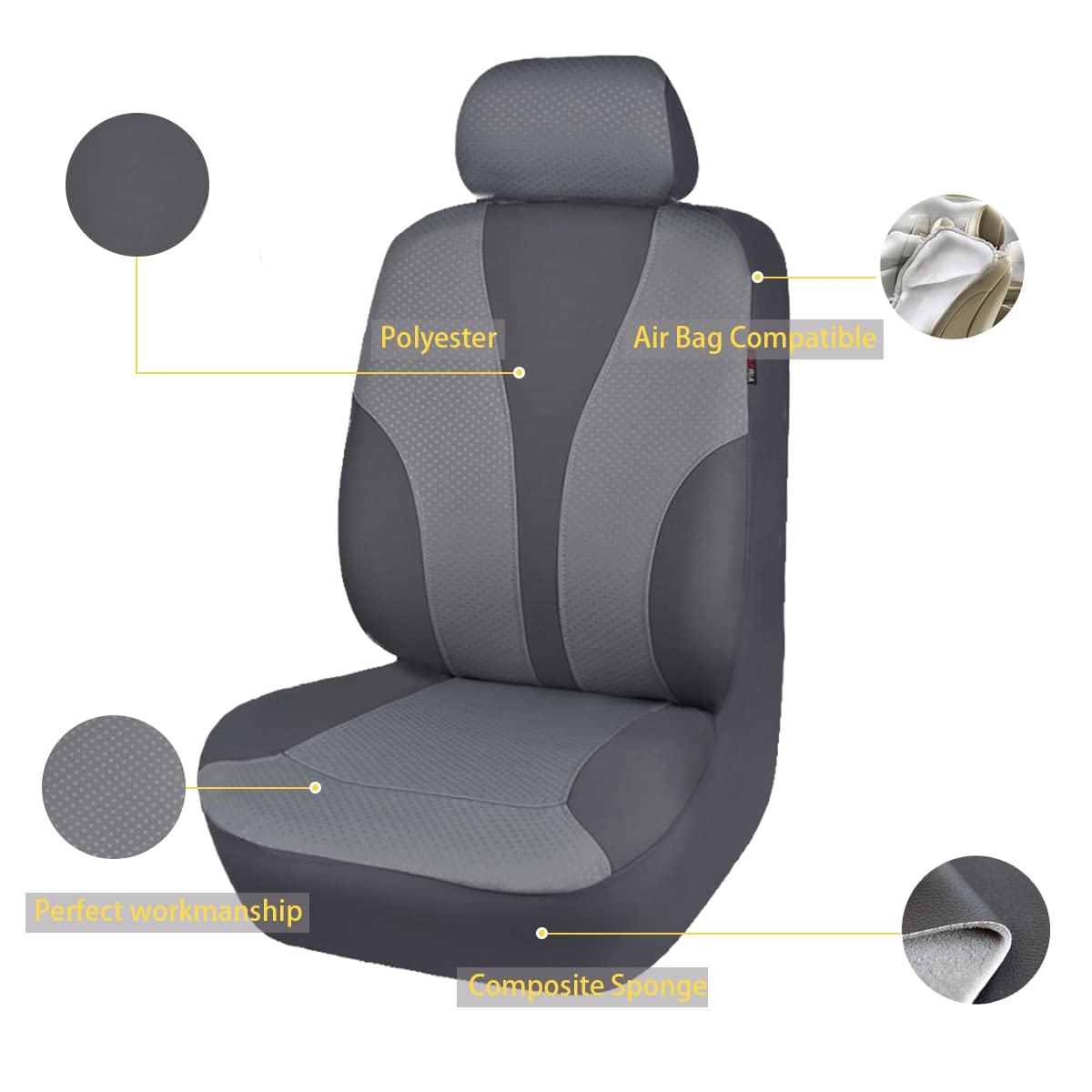 Flying Banner Car Seat Covers Full Cover Universal fit Car Truck SUV Van Stamp Breathable Rear Bench Split Polyester Fabric (Ful