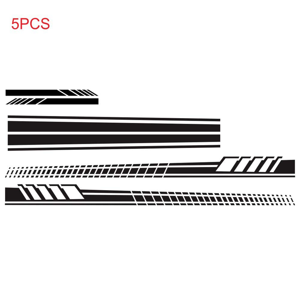 Fadzeco 5 Pieces Vinyl Car Side Sticker Long Stripe Auto Body Racing Sports Decals Universal Car Truck Diy Decal Stripe Vinyl Stickers Decoration