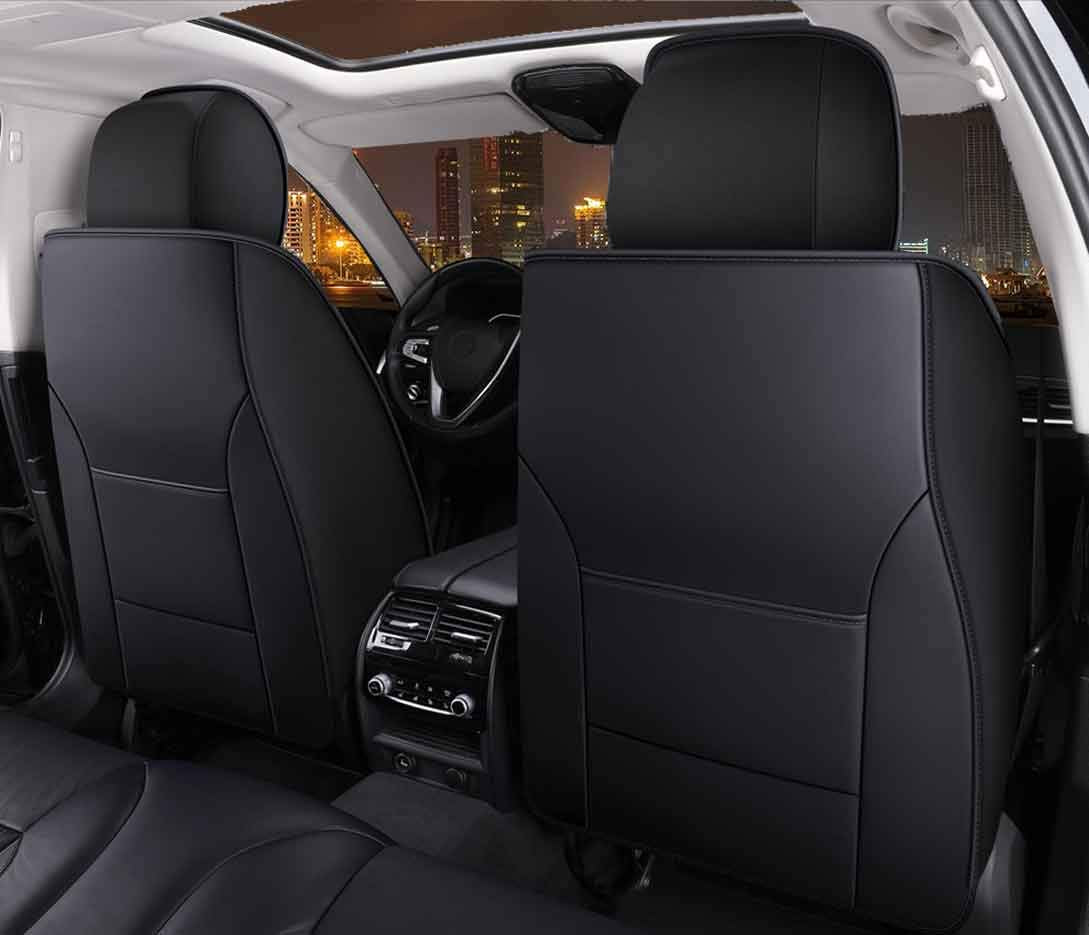YXQYOEOSO Comfortable Leather Car Seat Covers Full Set 5 Seats Universal Fit, Black & Red, Model YOEOSO2021A