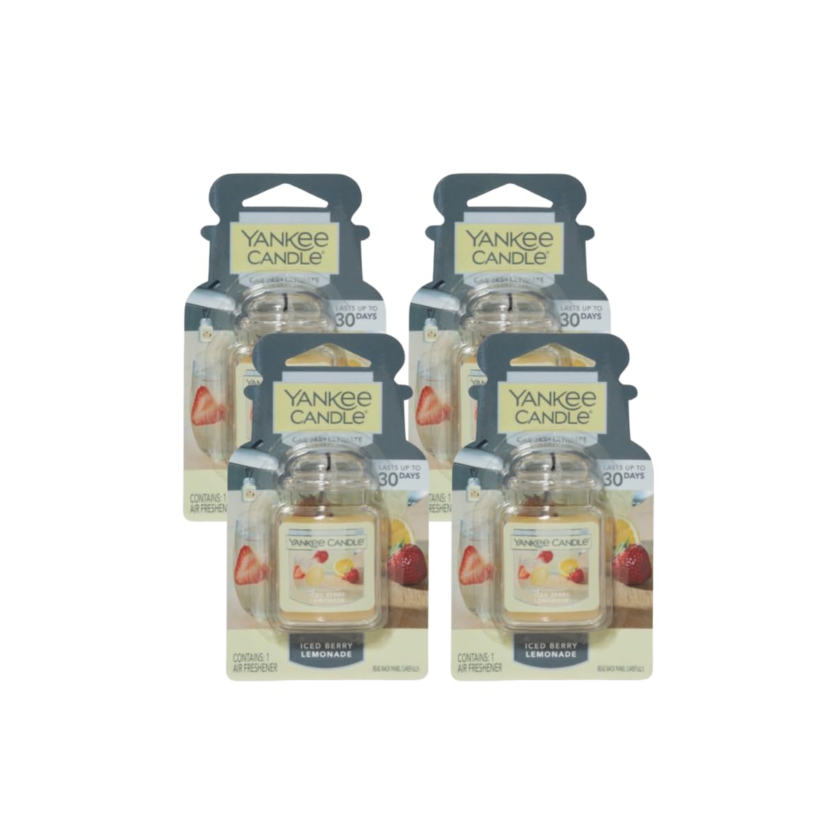 Yankee Candle Car Jar Ultimate, Iced Berry Lemonade, 0.96 OZ (Pack of 12)