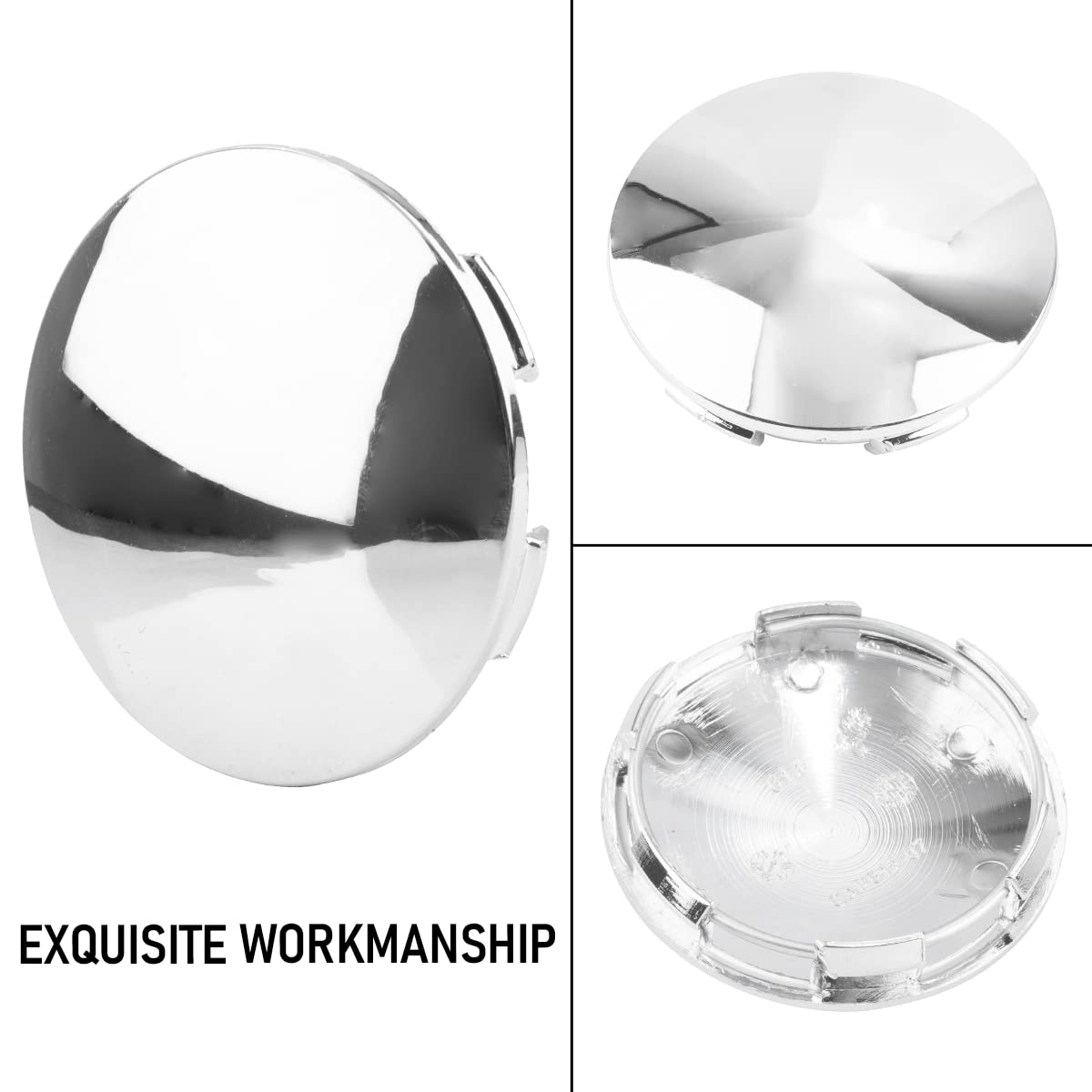 65Mm(2.54In)/61Mm(2.38In) Chrome Silver Car Wheel Center Hub Caps Set Of 4 For Vossen Cv3 Cv5