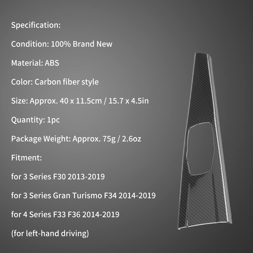 Carbon Fiber Interior Trim, Keenso Interior Multimedia Panel Cover Trim Sticker for 3 Series F30 F34 4 Series F33 F36