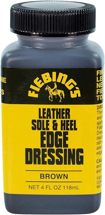 Fiebing's Leather Sole & Heel Edge Dressing Brown (4 oz) - High Gloss, Protective Shoe Dressing Polish - Includes Brush Applicat