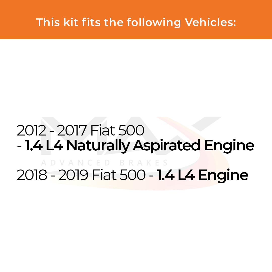 Max Advanced Brakes Rear Brake Kit Compatible With 2012 2013 2014 2015 2016 2017 2018 2019 Fiat 500 1.4 L4 Engine Replacement Pr