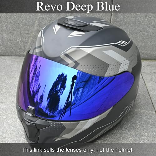 Logto Replacement Motorcycle Helmet Visor Shield For R420 Visor Wearproof Windproof Sun Protection Helmet Accessories (Revo Deep Blue)