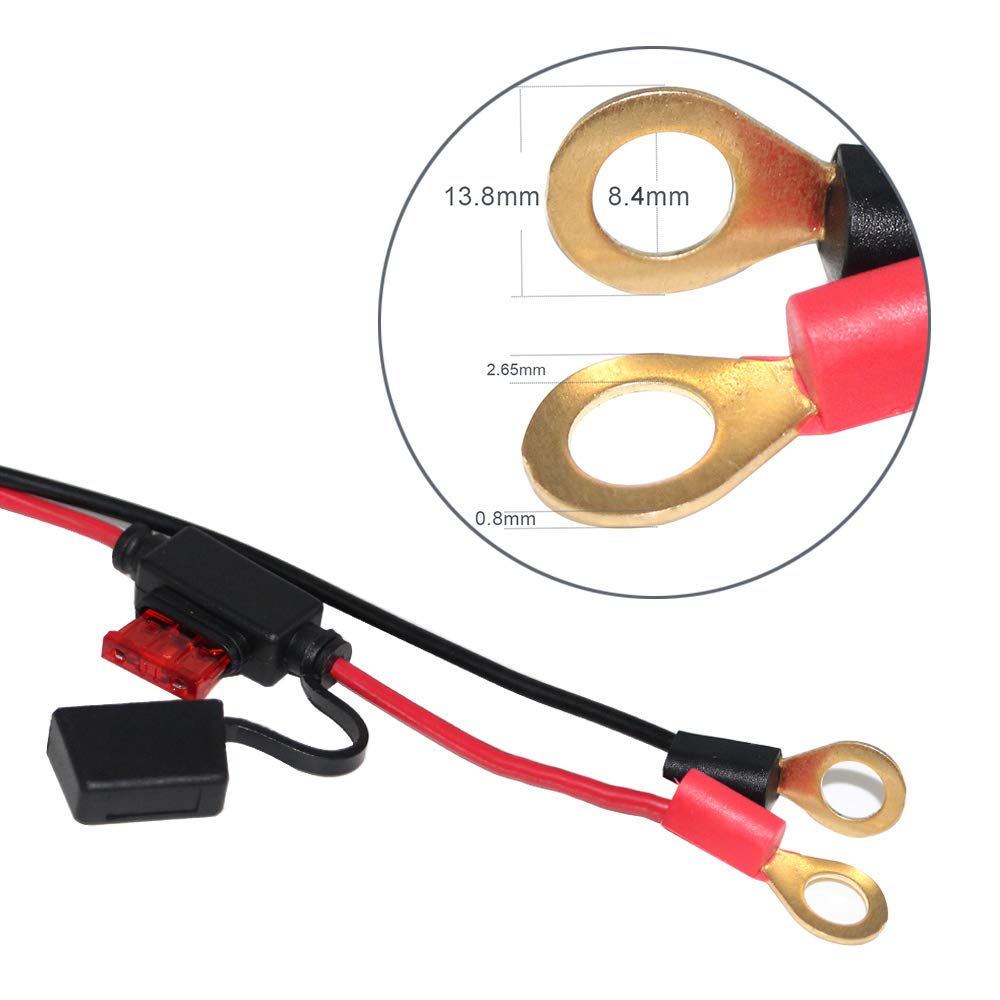 Sparking 3Ft Car Female Cigarette Lighter Plug Socket To Eyelet Terminals 12V Extension Cable With 10A Fuse (3Ft)