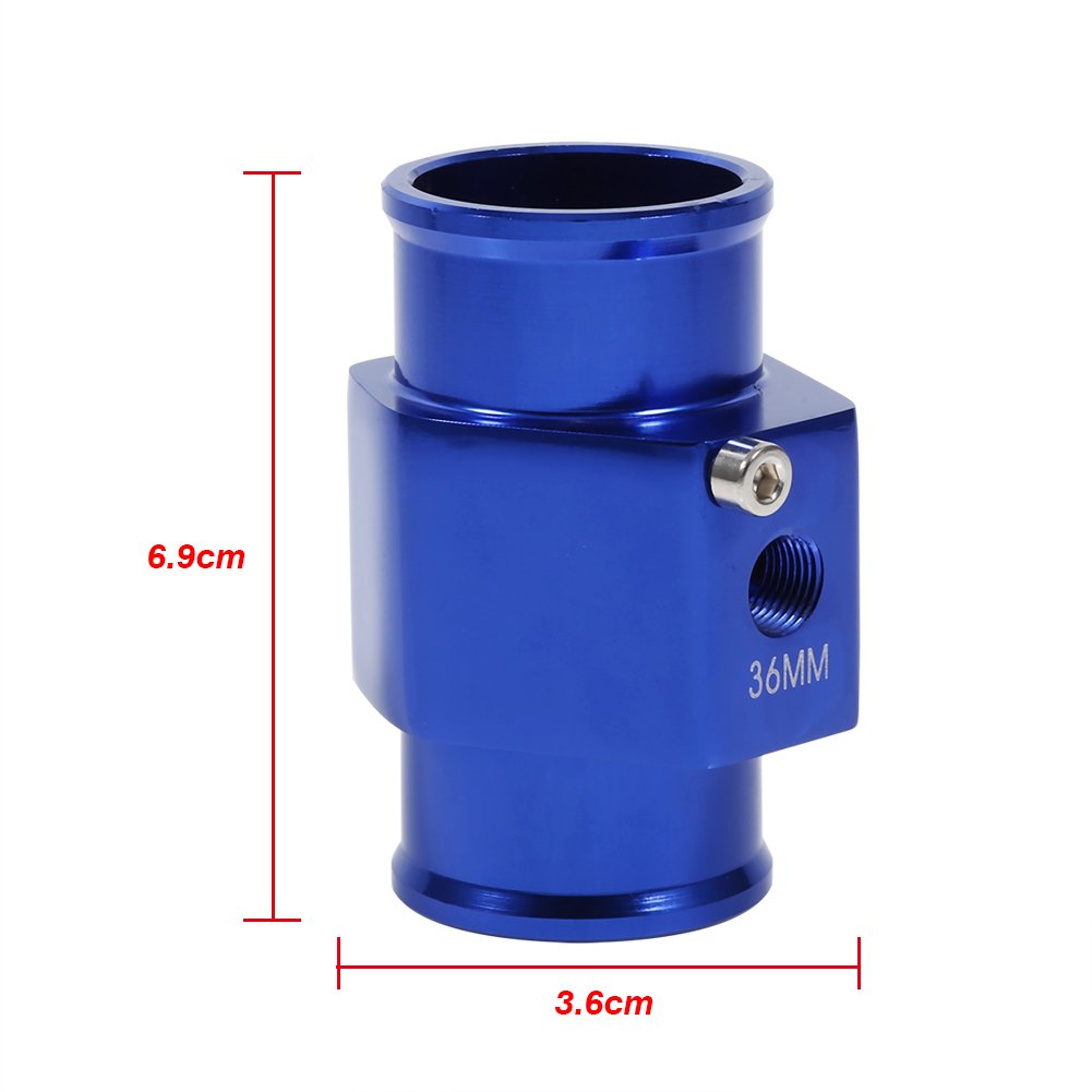Keenso 36Mm Hose Bung, Water Coolant Temperature Adapter Aluminum Water Temp Meter Temperature Gauge Joint Pipe Radiator Adapter Clamps