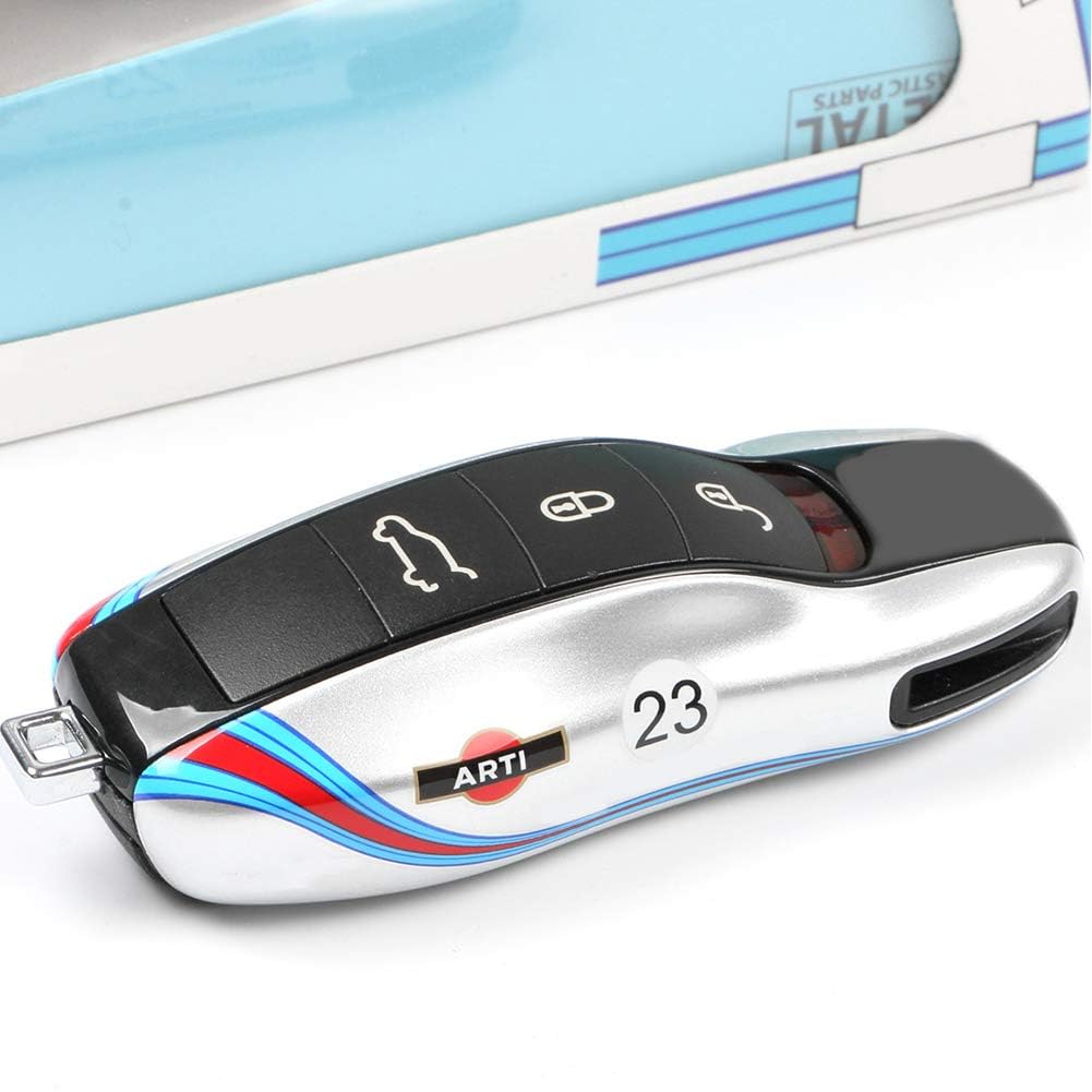 Limbqs Car Key Protection Keychain, Key Cover Comptatible With Porsche Cayenne Panamera 911 (Old Silver)